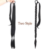 Black Brown Synthetic Long Braided Ponytail Hair Extensions
