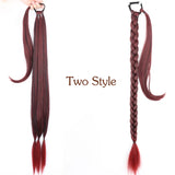 Red Synthetic Long Braided Ponytail Hair Extensions