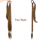 Black Brown Synthetic Long Braided Ponytail Hair Extensions