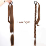 Black Brown Synthetic Long Braided Ponytail Hair Extensions