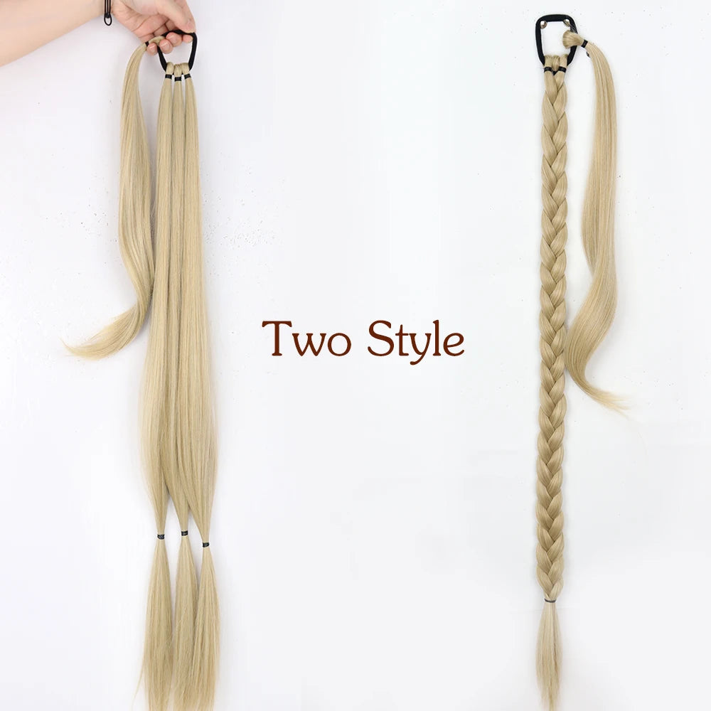 Blonde Synthetic Long Braided Ponytail Hair Extensions