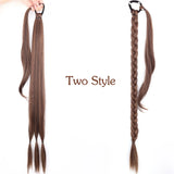 Black Brown Synthetic Long Braided Ponytail Hair Extensions