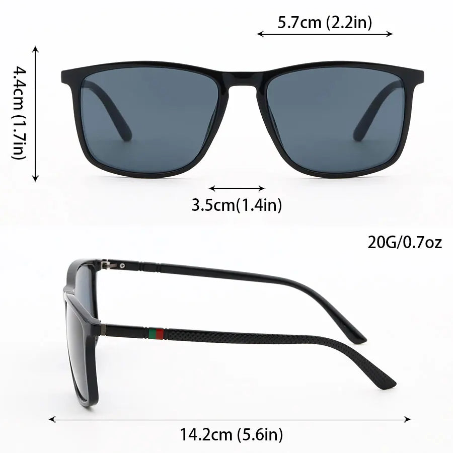 Size of Black Classic Square Men's Sunglasses