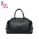 Black Commuter Crocodile Pattern Women's Bag Sassy Chick Logo
