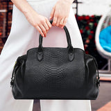 Model using Black Commuter Crocodile Pattern Women's Bag