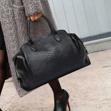 Model using Black Commuter Crocodile Pattern Women's Bag