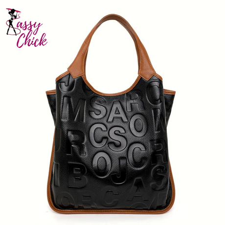 Black Letter Style Large Handbag Sassy Chick Logo