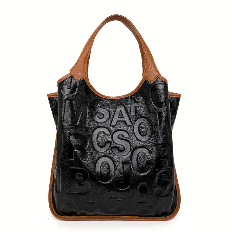 Black Letter Style Large Handbag
