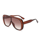 Brown Black Square Vintage Oversize Shield Sunglasses
