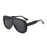 Black Square Vintage Oversize Shield Sunglasses