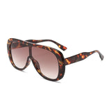 Leopard Square Vintage Oversize Shield Sunglasses