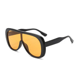 Black Square Vintage Oversize Shield Sunglasses