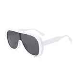 White Square Vintage Oversize Shield Sunglasses