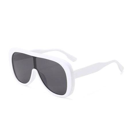 White Square Vintage Oversize Shield Sunglasses