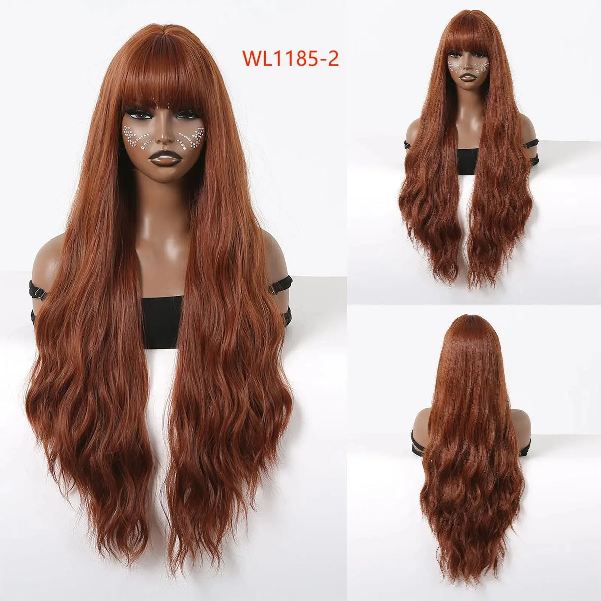 Brown Black Water Wave Synthetic Long Wigs
