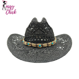 Black Western Cowboy Straw Hat Sassy Chick Logo