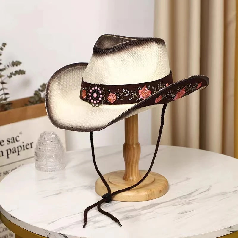 white cowboy straw hat