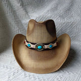 brown cowboy straw hat
