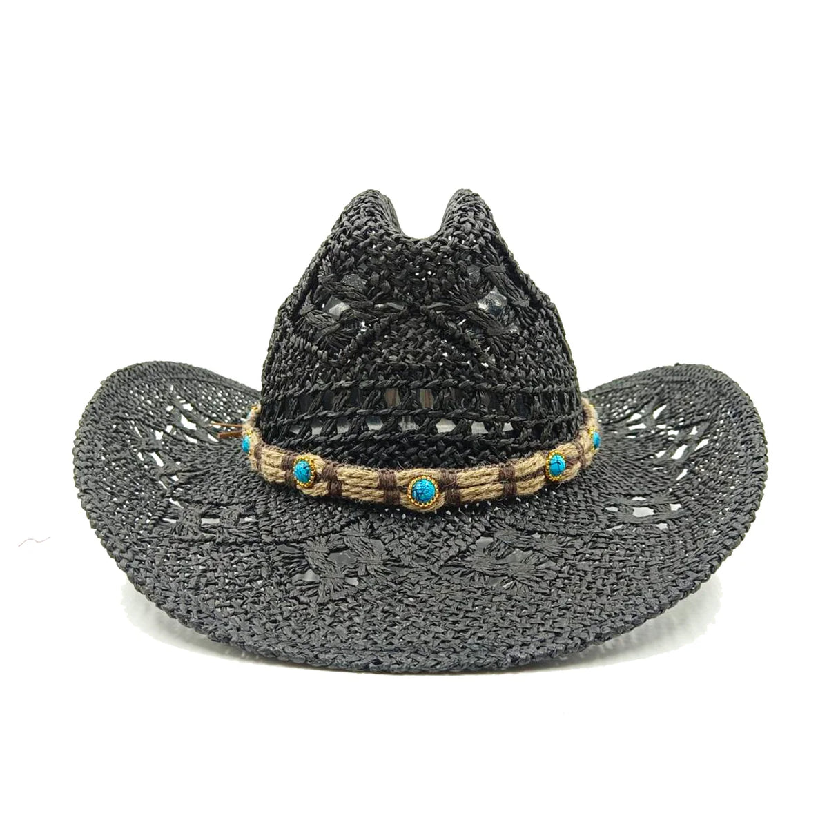 black cowboy straw hat