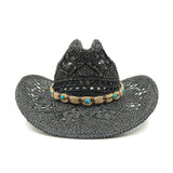 black cowboy straw hat
