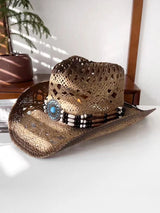 brown cowboy straw hat