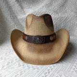 Brown cowboy straw hat