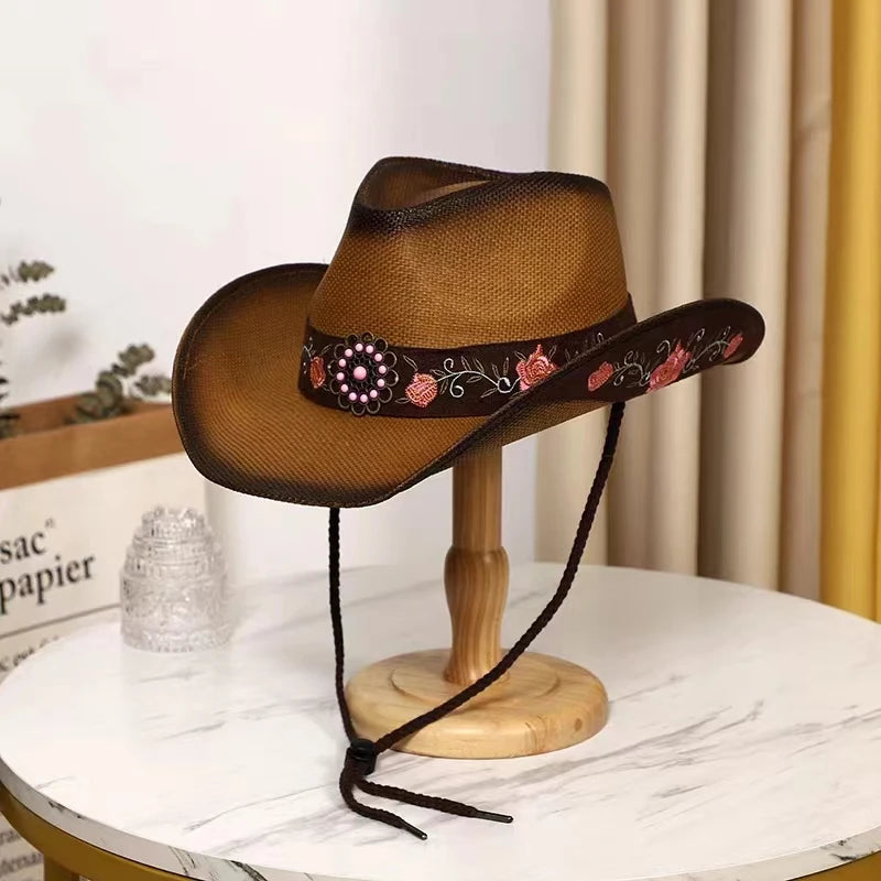 brown cowboy straw hat