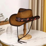 brown cowboy straw hat