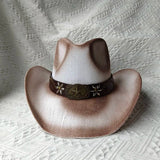 white brown cowboy straw hat