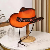 orange cowboy straw hat