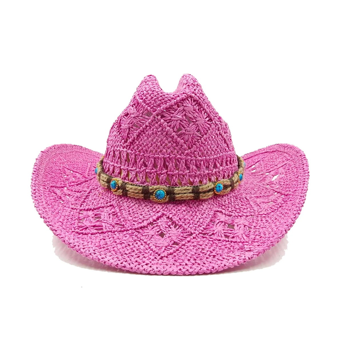 pink cowboy straw hat