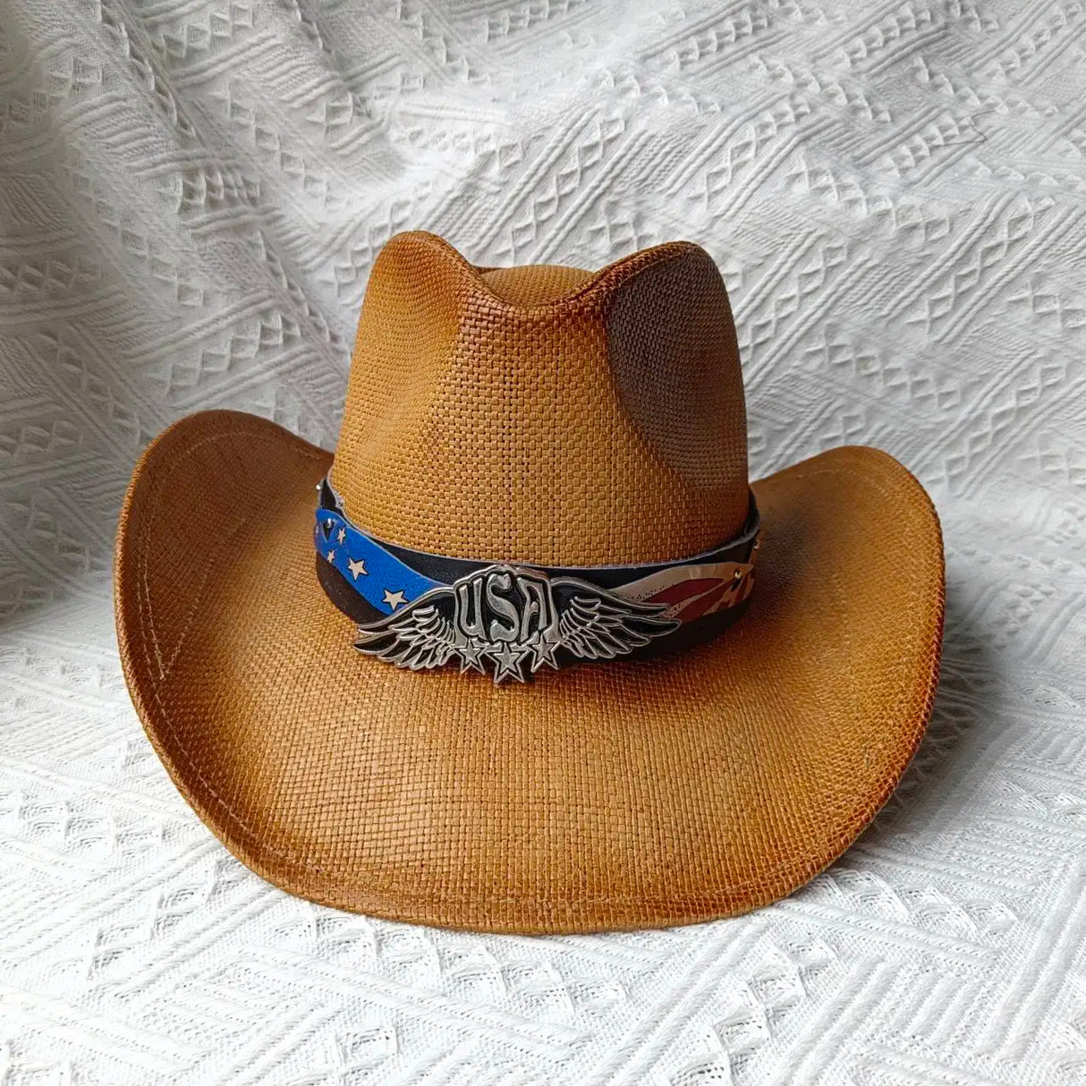 brown cowboy straw hat