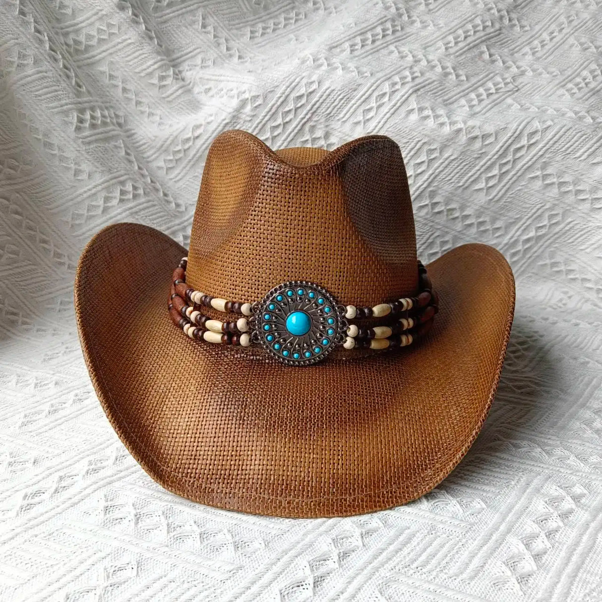 brown cowboy straw hat