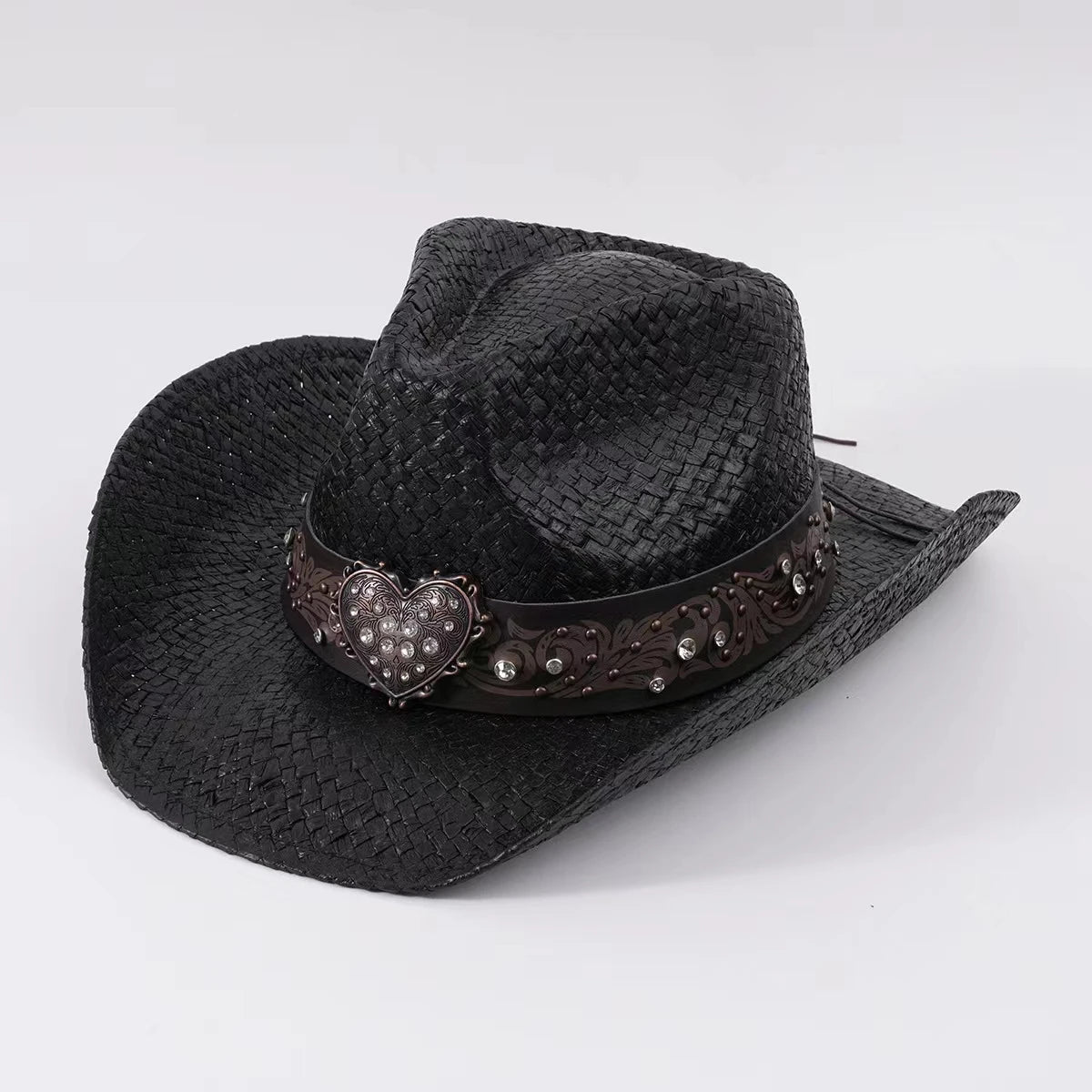 Black Western Cowboy Straw Hat