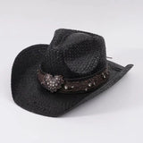 Black Western Cowboy Straw Hat