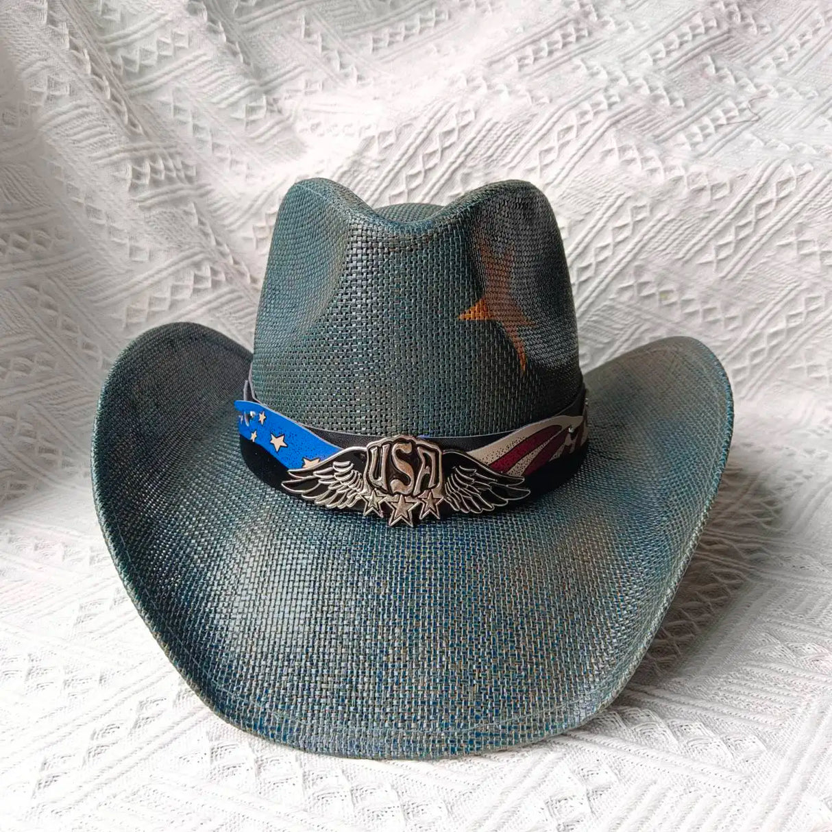 grey cowboy straw hat