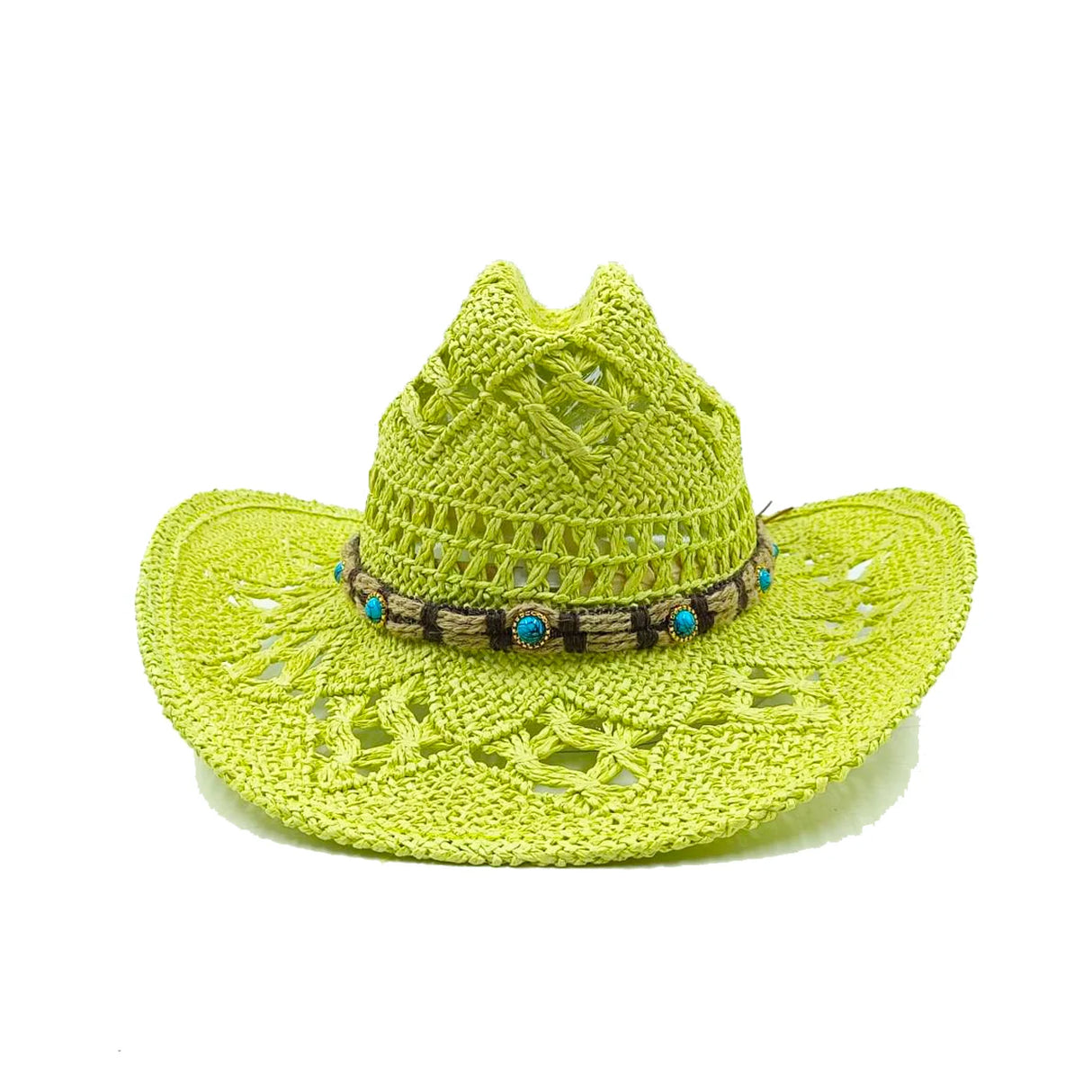 apple green cowboy straw hat
