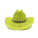 apple green cowboy straw hat