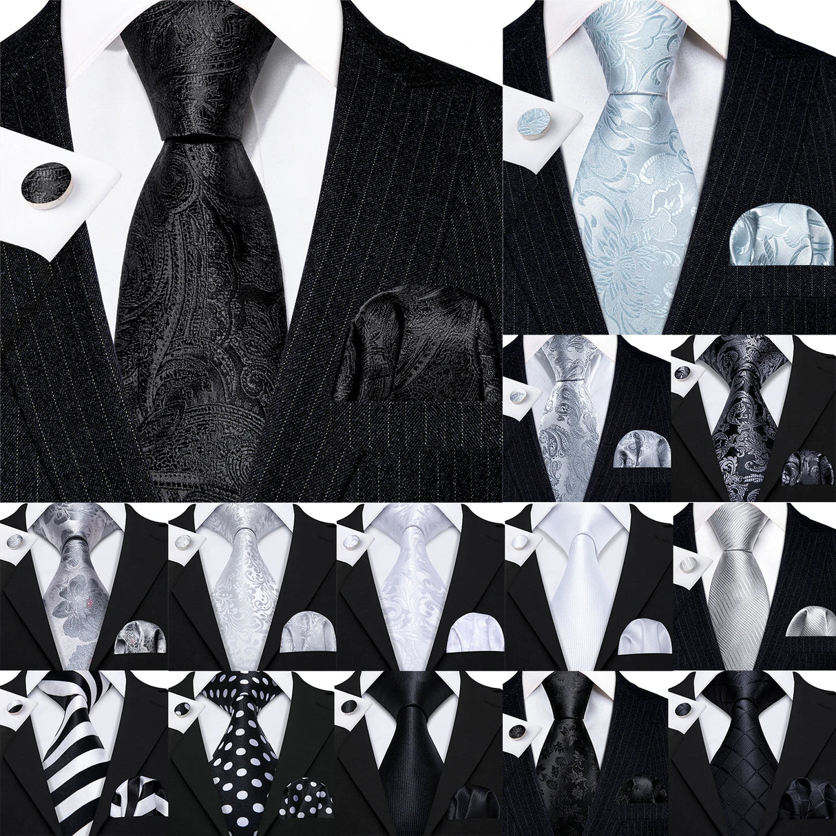 collections of black neckties set 