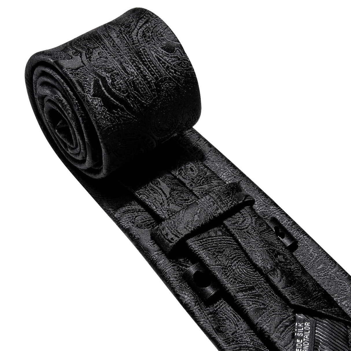 black flower pattern necktie set back view