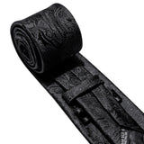 black flower pattern necktie set back view