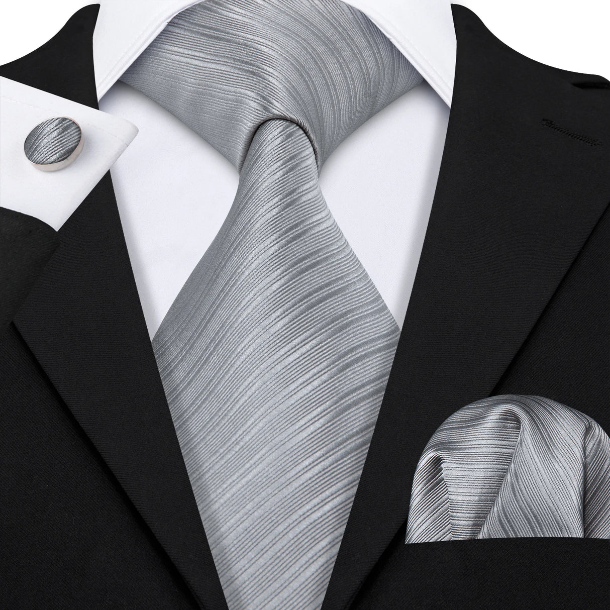 grey line pattern necktie set