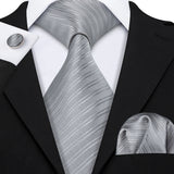 grey line pattern necktie set