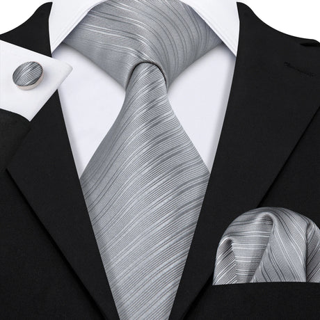 grey line pattern necktie set