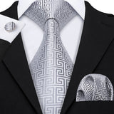 grey geometric pattern necktie set