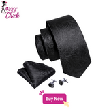 black flower pattern necktie set sassy chick logo
