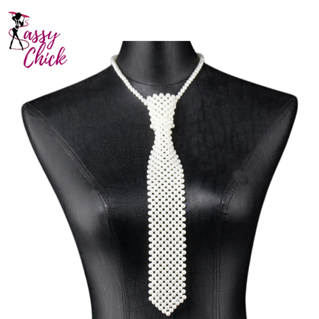 Black White Pearl Fashion Style Necktie Sassy Chick Logo