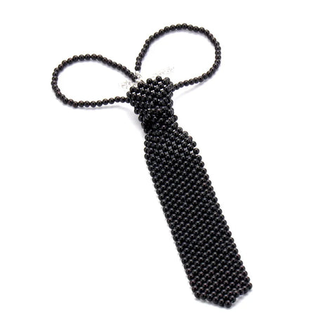 Black Black White Pearl Fashion Style Necktie