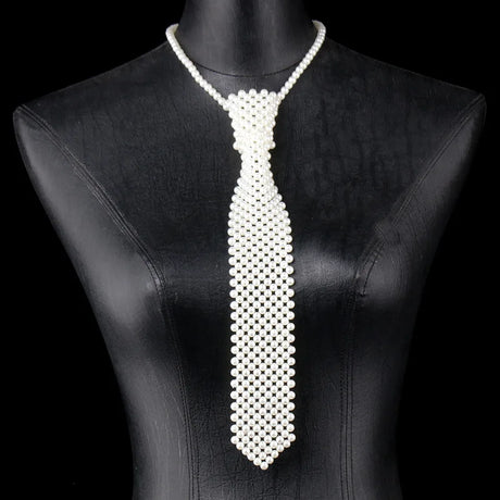 Black White Pearl Fashion Style Necktie