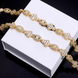 Bling  Brass 5A Eye Chain Gold-Plated Cubic Zirconia Bracelet 